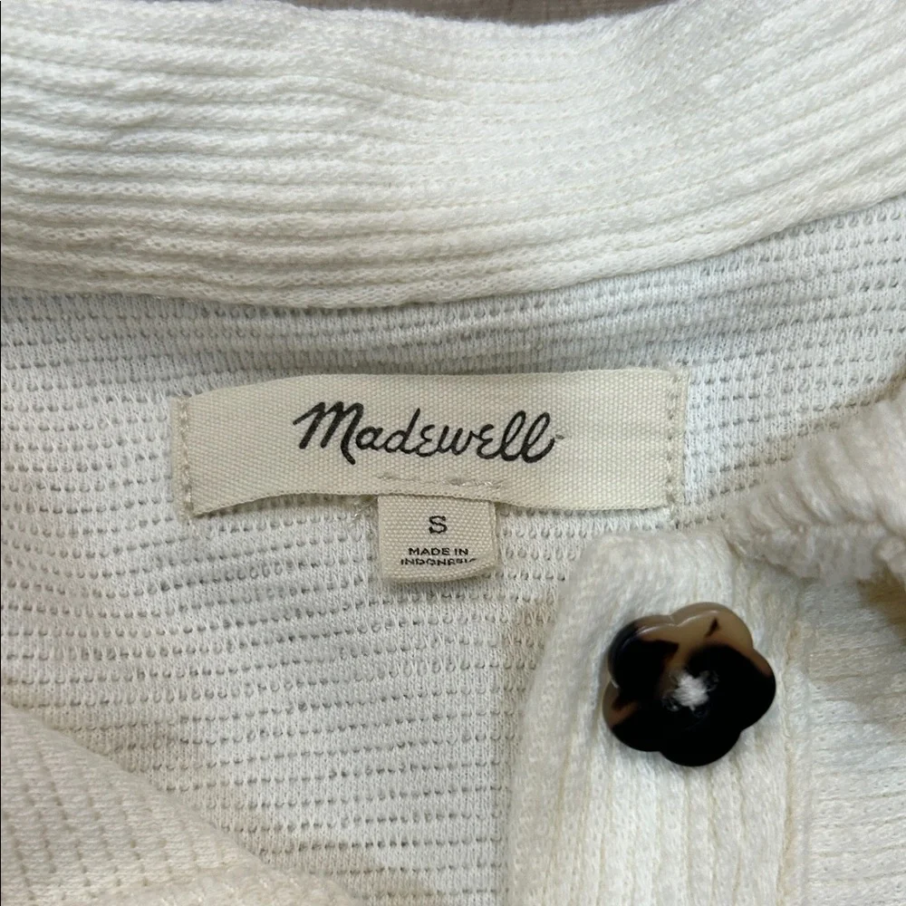 Madewell Cream textured long sleeve polo top, size small - Picture 2 of 3